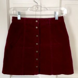 Burgundy Forever 21 Button up Skirt